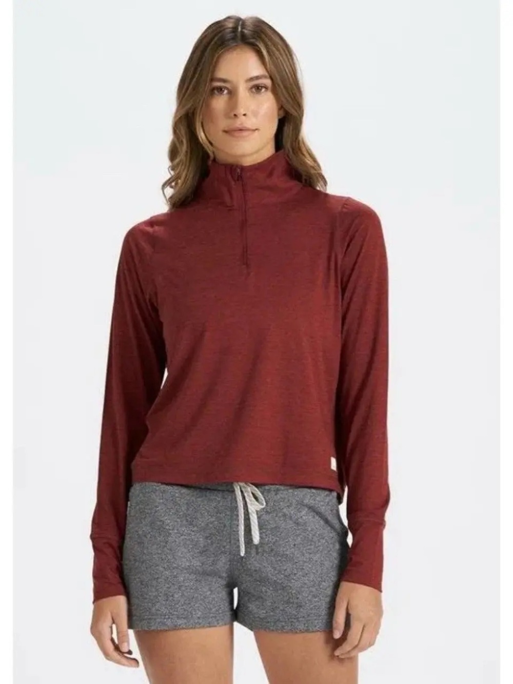 Vuori Crescent 1/2 Zip Pullover Womens Small Performance Knit Lightweight Red